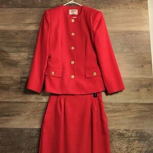 Kasper Red Blazer and Skirt Set